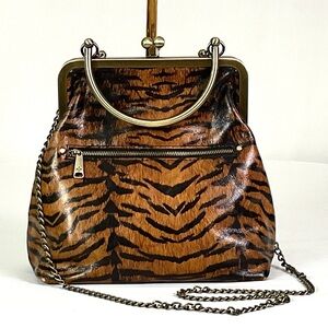Patricia Nash-tiger print leather-top handle/shoulder/Crossbody bag